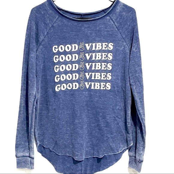 Greyson Threads Good Vibes Graphic Waffle Knit Top - Picture 1 of 6